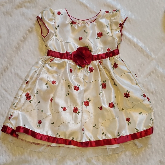 George Cream and Red Floral Kids Dress - Picture 1 of 6